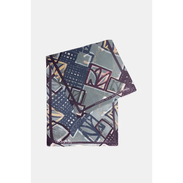 Pashmina azul estampada - Imagen 4