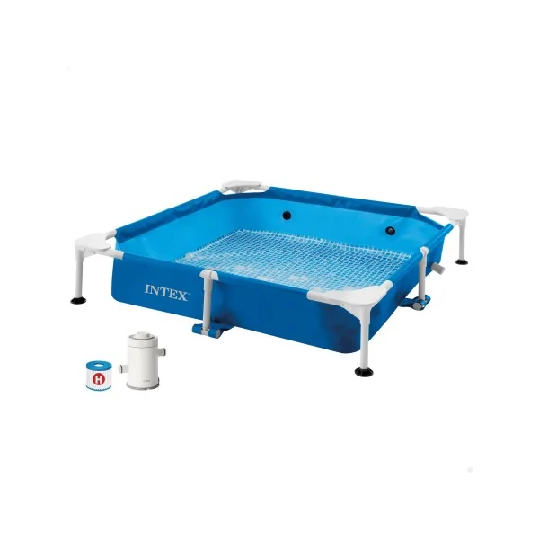 Piscina desmontable cuadrada para perros con depuradora