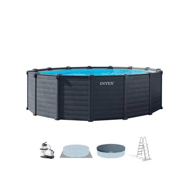 Piscina desmontable redonda Graphite Gray Panel 5 metros con depuradora