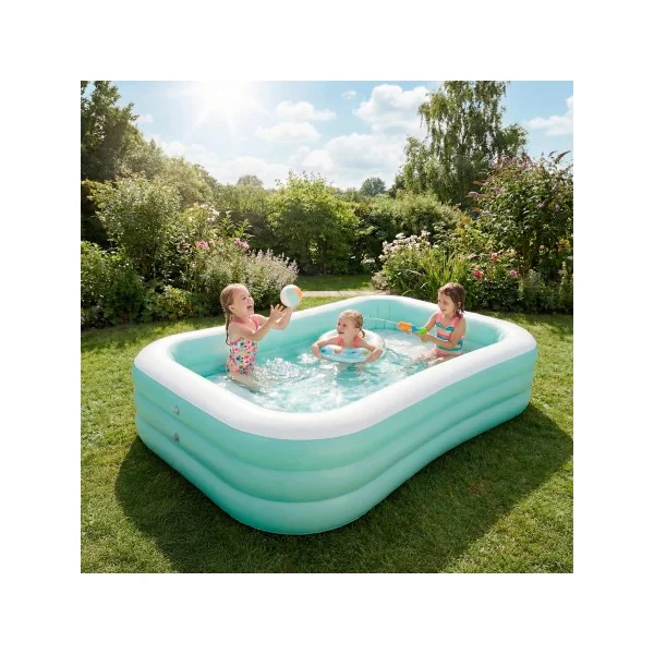 Piscina hinchable infantil rectangular 264x165x56 cm - Imagen 2