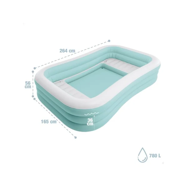 Piscina hinchable infantil rectangular 264x165x56 cm - Imagen 4