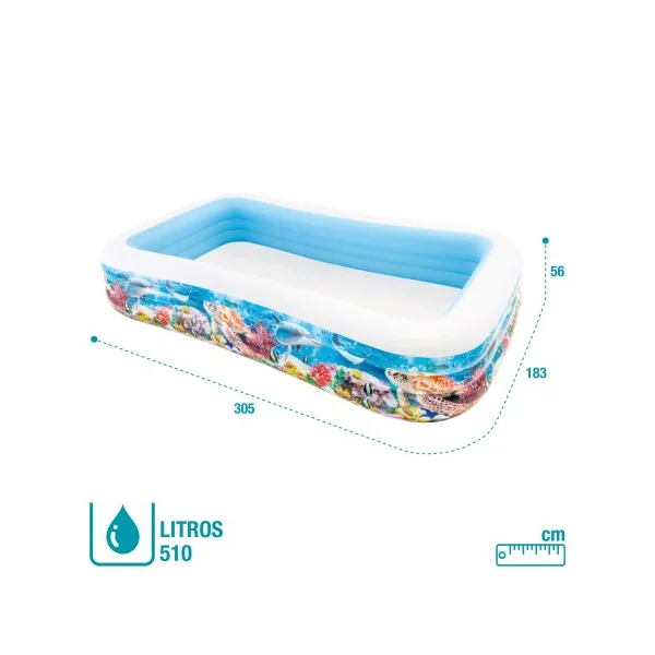 Piscina hinchable INTEX infantil tropical rectangular - Imagen 6