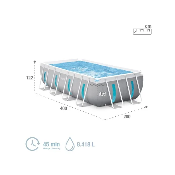 Piscina retangular elevada Prism Frame Clearview de 4 metros com bomba de filtro - Imagen 4