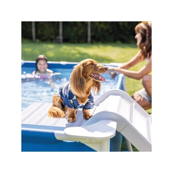 Piscina retangular removível para cães com bomba de filtro e rampa - Imagen 6