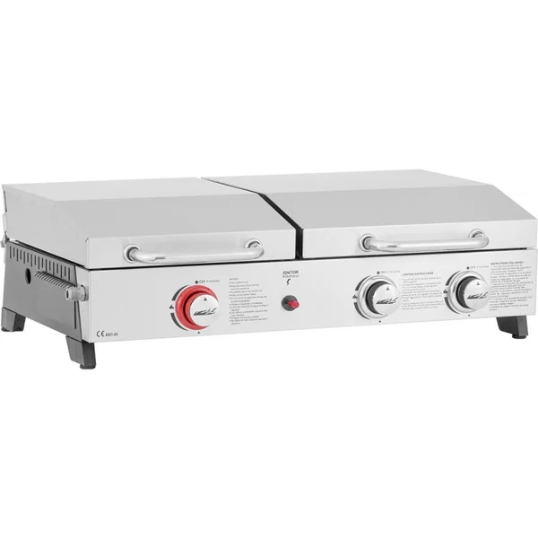 Plancha e grill a gas "Flamo" - 3 bruciatori - Grigio