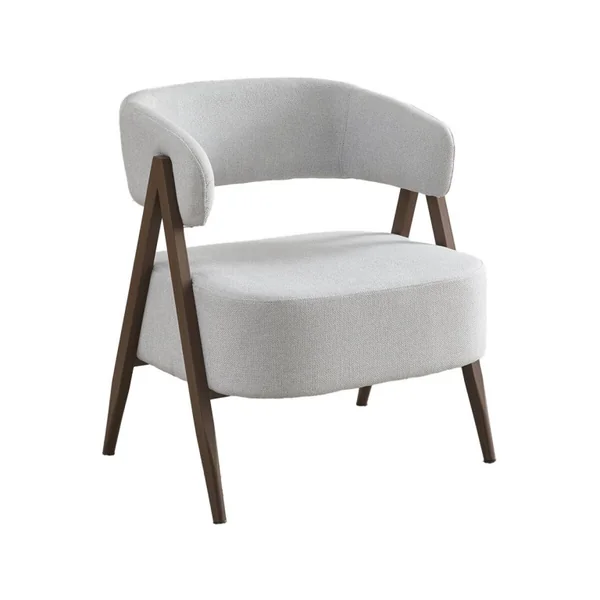 Poltrona "Astra" con struttura in finto legno - Grigio chiaro