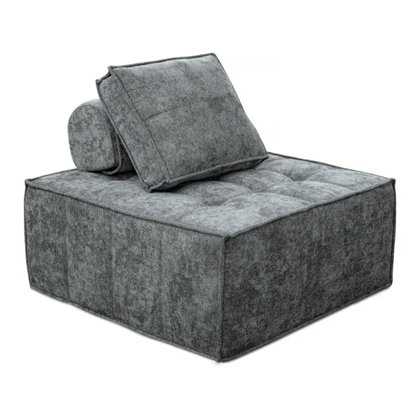 Poltrona in velluto - 96 x 100 x 89 cm - Grigio