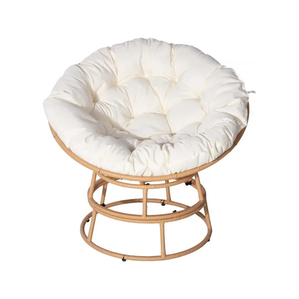 Poltrona Papasan da interno/esterno stile loveuse "Bali" - Ø91cm - Beige