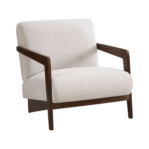 Poltrona scandinava in legno e tessuto "Lena" - Beige