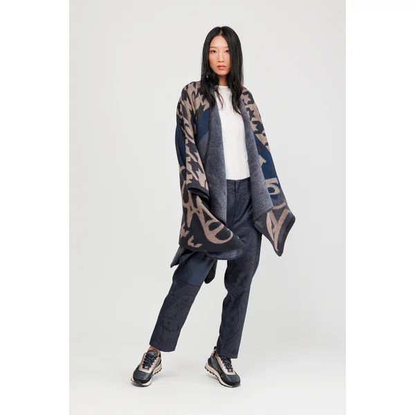 Poncho azul y beige - Imagen 2