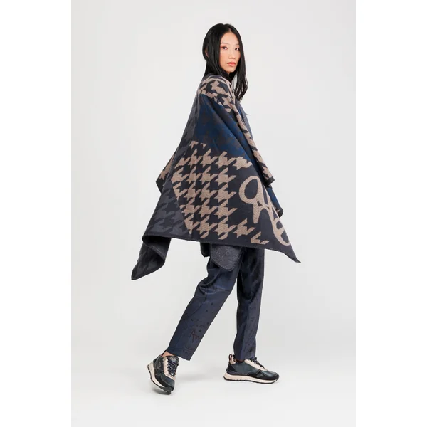Poncho azul y beige - Imagen 3