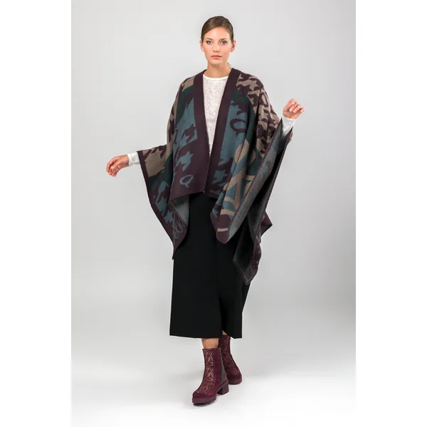 Poncho azul y morado