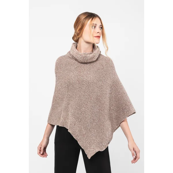 Poncho cuello alto beige