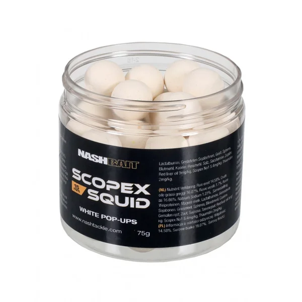 POP UP NASH WHITE SCOPEX SQUID + SPRAY INMERSION 15MM 75GR - Imagen 2