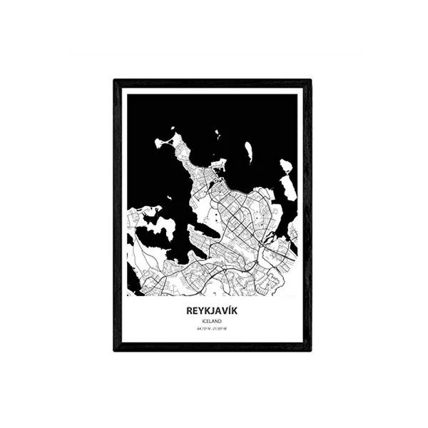 Poster NACNIC Mapa de Reykjavik Islandia (A4)