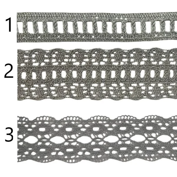 Puntilla de hilo con pasacintas gris PC38-4