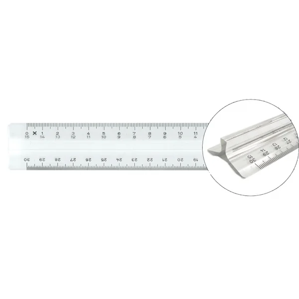 Regla transparente con asa 30 cm