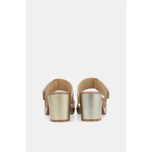 Sandalias con tacón beige con strass - Imagen 5