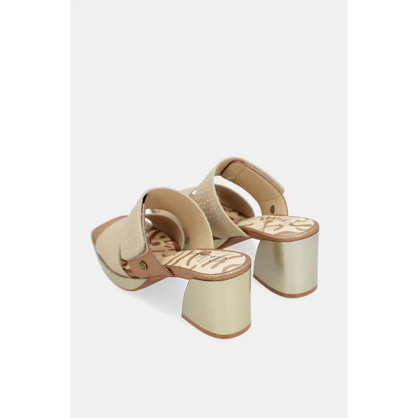 Sandalias con tacón beige con strass - Imagen 7