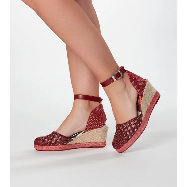 Sandalias de cuña rojas Alma - Imagen 2