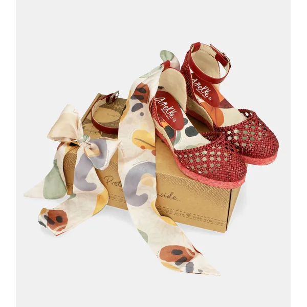 Sandalias de cuña rojas Alma - Imagen 9