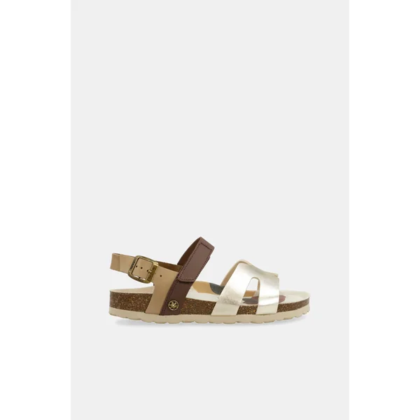 Sandalias oro y marrón