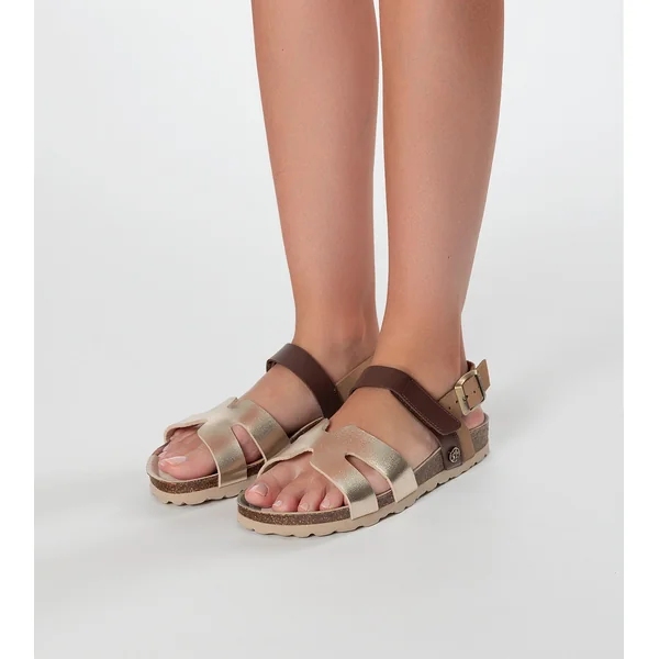 Sandalias oro y marrón - Imagen 2