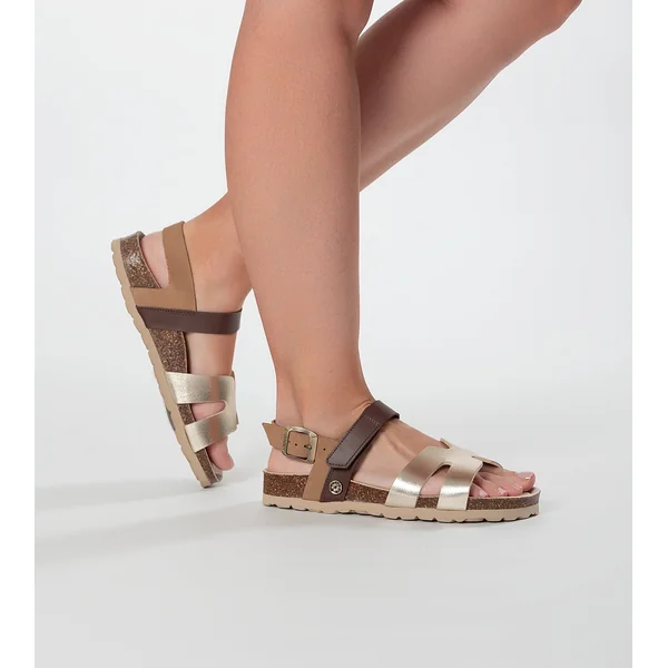 Sandalias oro y marrón - Imagen 4