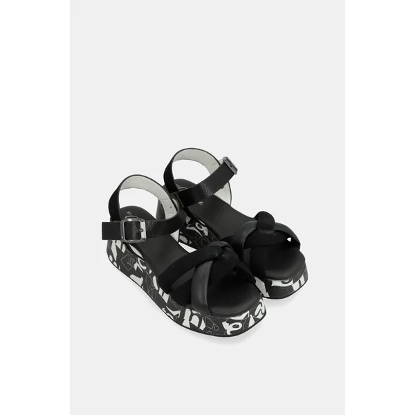 Sandalias plataforma negras y blancas - Imagen 3