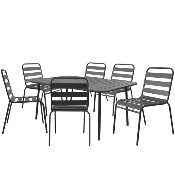 Set da pranzo da giardino in metallo "Bilbao" - 6 posti - Grigio