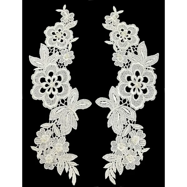 Set de 2 Apliques de Guipur con Perlas