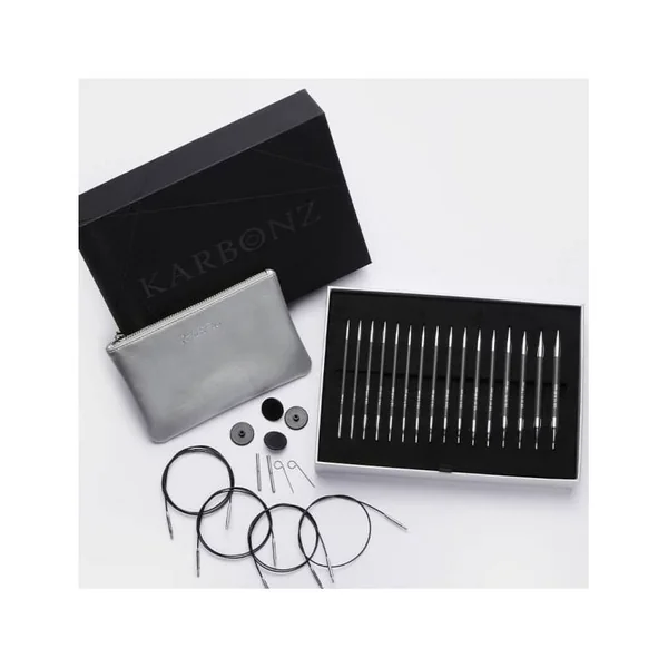 Set de Agujas Circulares Intercambiables KnitPro Karbonz Box of Joy