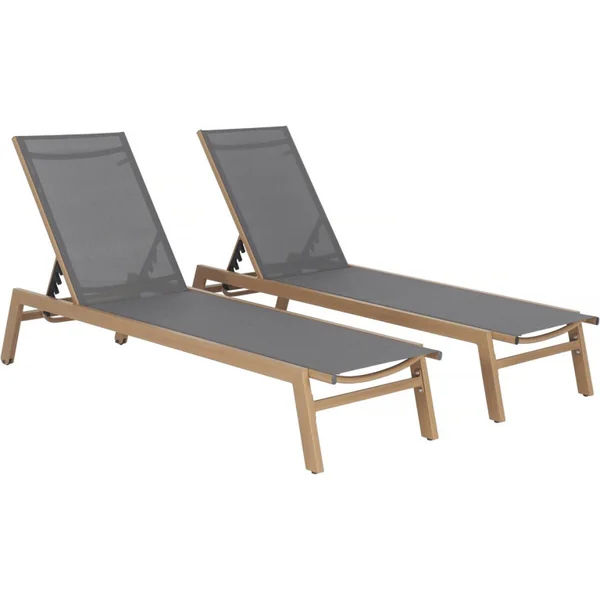 Set di 2 lettini "Elysia" in alluminio finto legno - Grigio