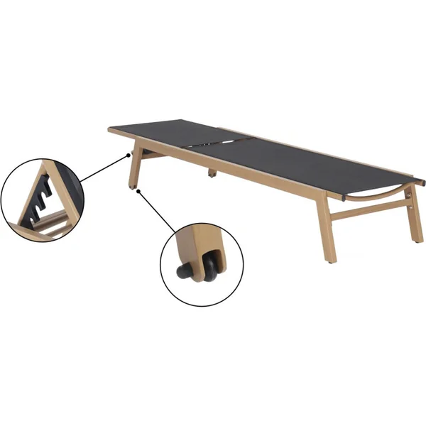 Set di 2 lettini "Elysia" in alluminio finto legno - Nero - Imagen 3