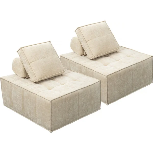 Set di 2 poltrone componibili in tessuto testurizzato "Velluto" - Beige