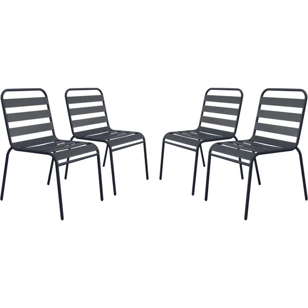 Set di 4 sedie da giardino impilabili in metallo "Bilbao" - Grigio