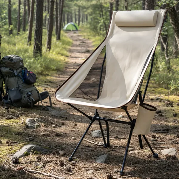 Silla de camping plegable con reposacabezas