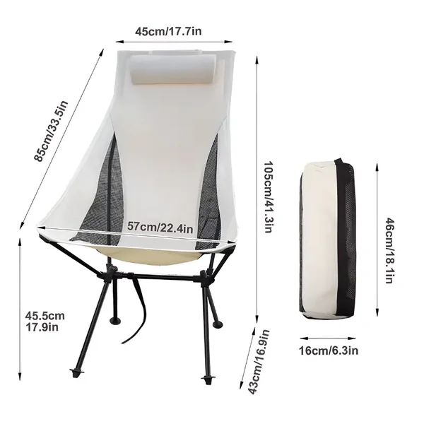 Silla de camping plegable con reposacabezas - Imagen 2