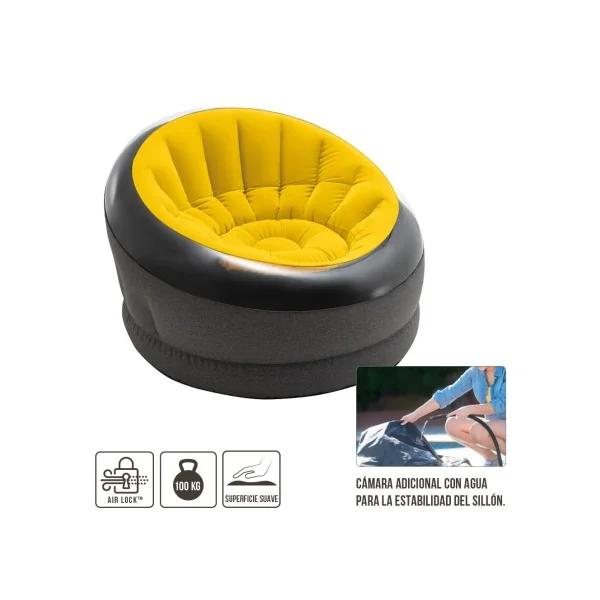 Sillón puff hinchable Empire amarillo - Imagen 3