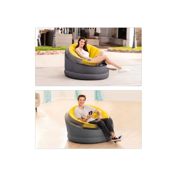 Sillón puff hinchable Empire amarillo - Imagen 4