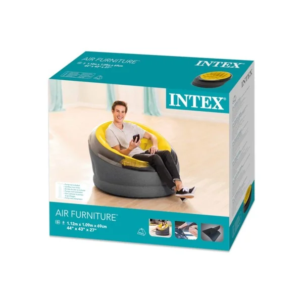 Sillón puff hinchable Empire amarillo - Imagen 5