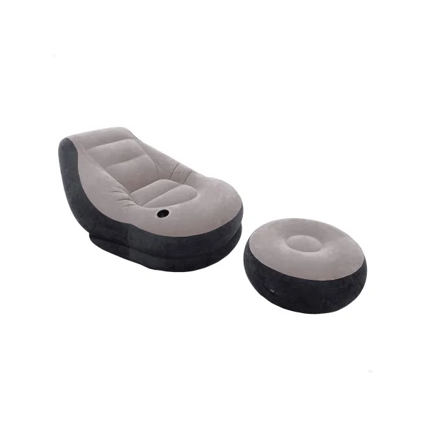 SILLÓN+REPOSAPIÉS HINCHABLES INTEX 99X130X76 64X28 CM - GRIS