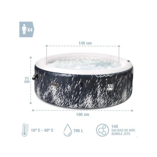 Spa hinchable 4 personas Bubble Massage Glow Deluxe - Imagen 5