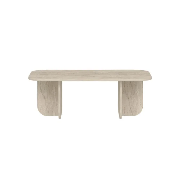 Table basse en bois "Becaj" - 120 x 60 x 41 cm - Travertin