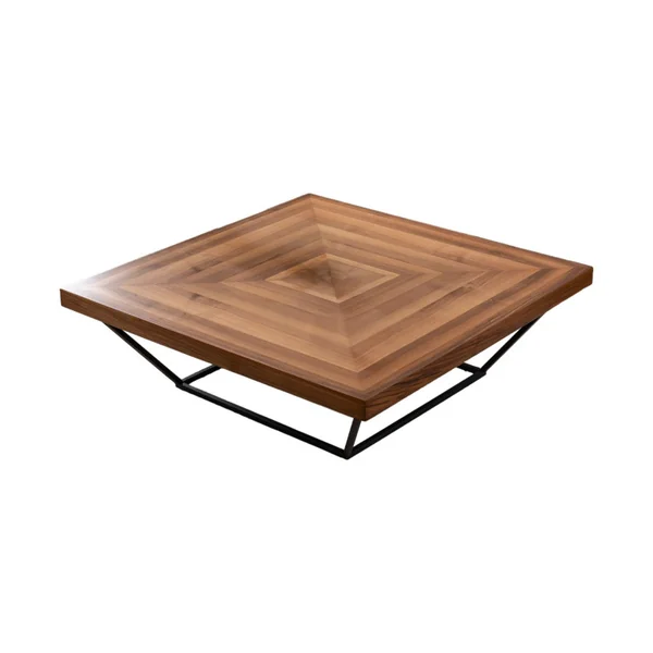 Table Basse en bois "Cora" - 100 x 100 x 32 cm - Noyer
