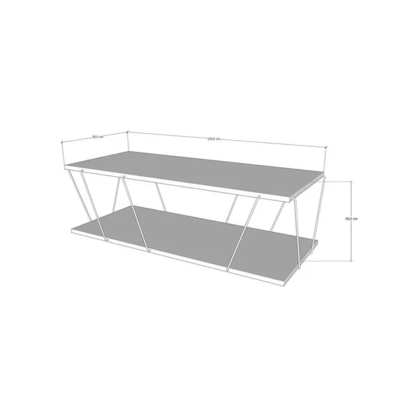 Table basse en bois "Zisino" - 120 x 50 x 30 cm - Gris anthracite