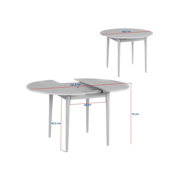 Table à manger extensible en bois "Viona" 100 x 100 x 75 cm - Barok Walnut - Imagen 10