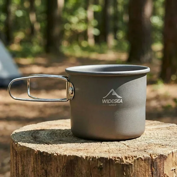 Taza de camping de aluminio de 200 ml con asa plegable