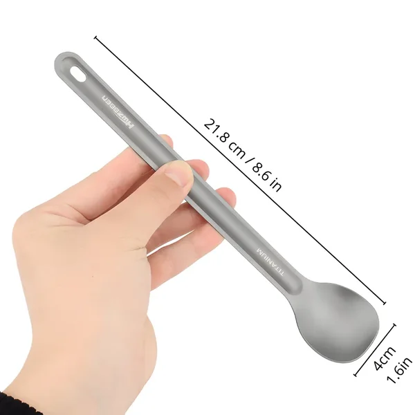 Tenedor-cuchara de titanio con mango largo - Imagen 2