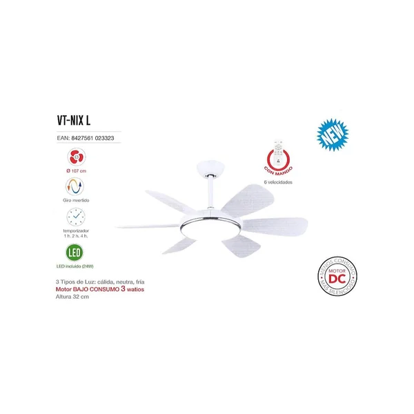 Ventilador techo dc mando vtnixl